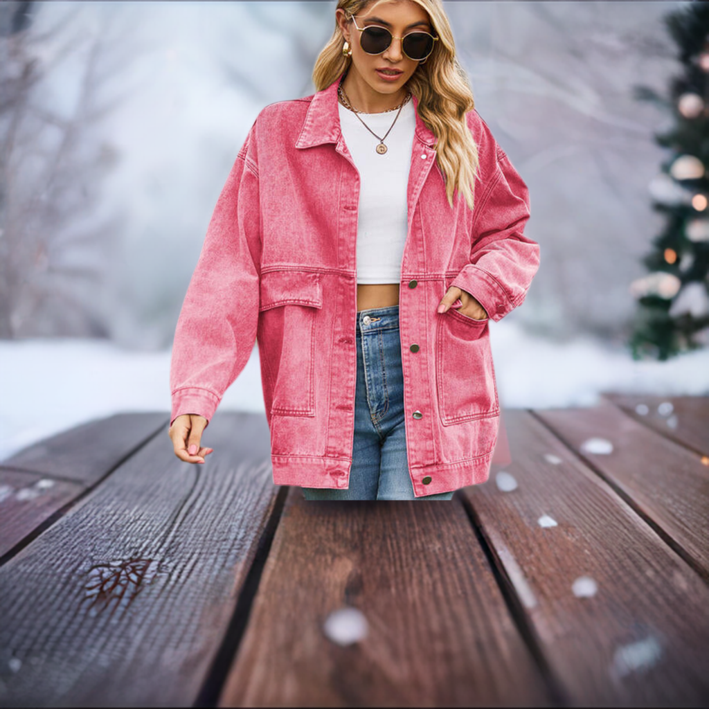 Collared Neck Button Up Denim Jacket