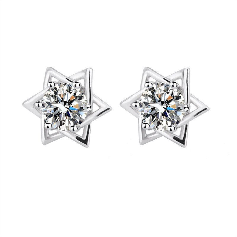 Shinny Hexagram Moissanite Stud Earrings